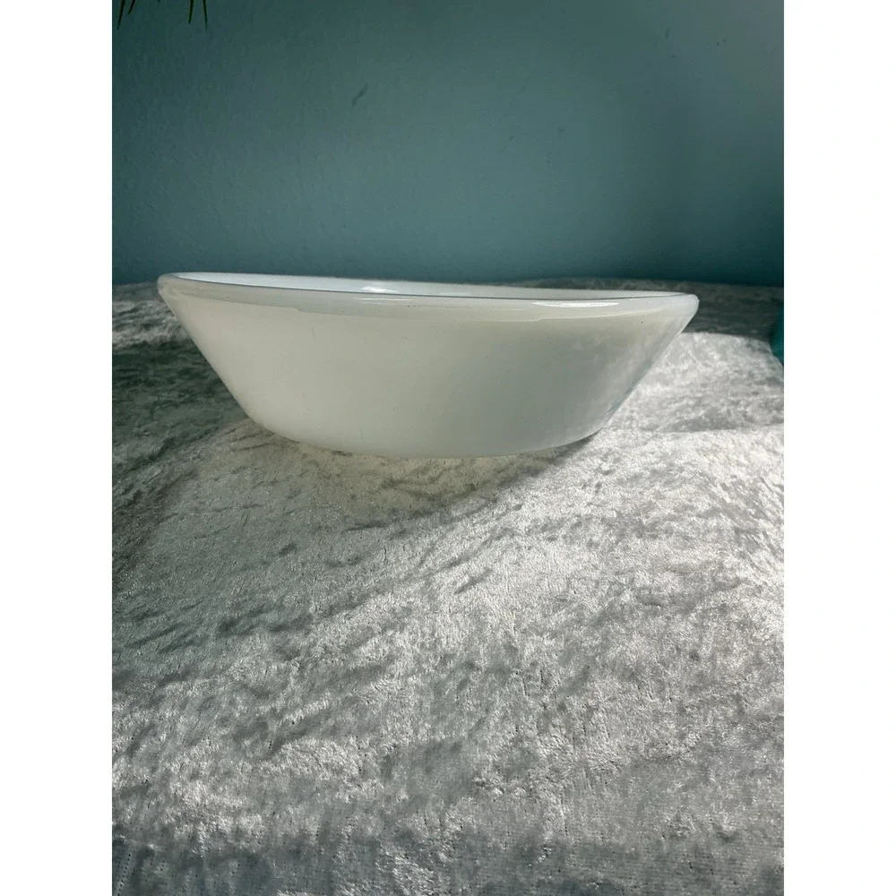 VTG Glasbake White Milk Glass Milk Thistle Oval Divided Casserole  J2352